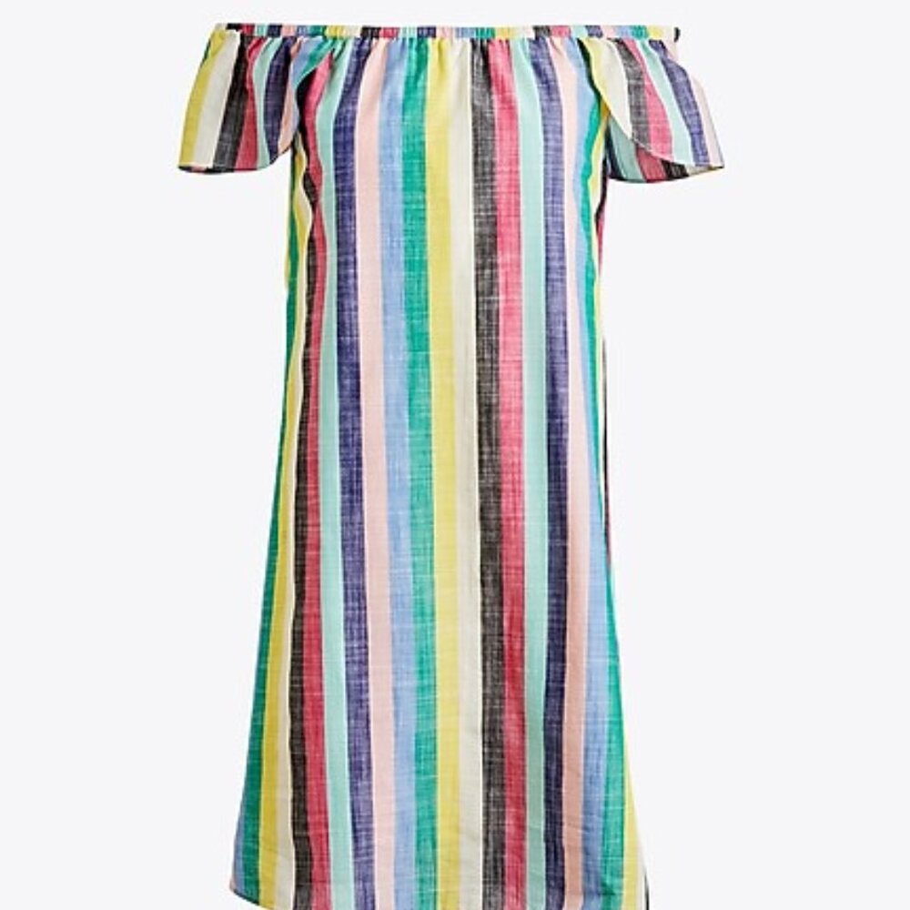 "NWT" J.Crew Striped off-the-shoulder dress-‎ Women's Size 00